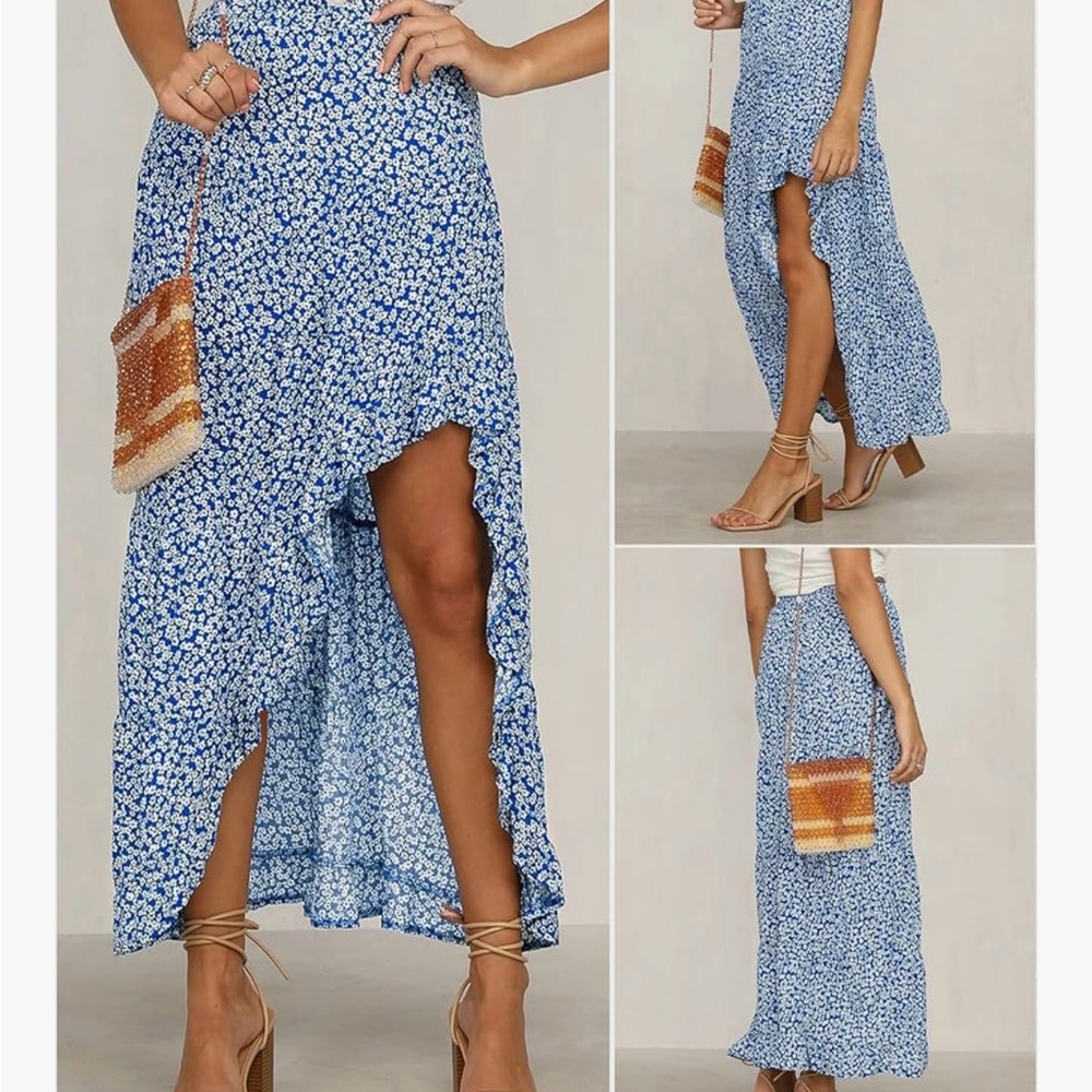 Floral Blue Maxi Skirt